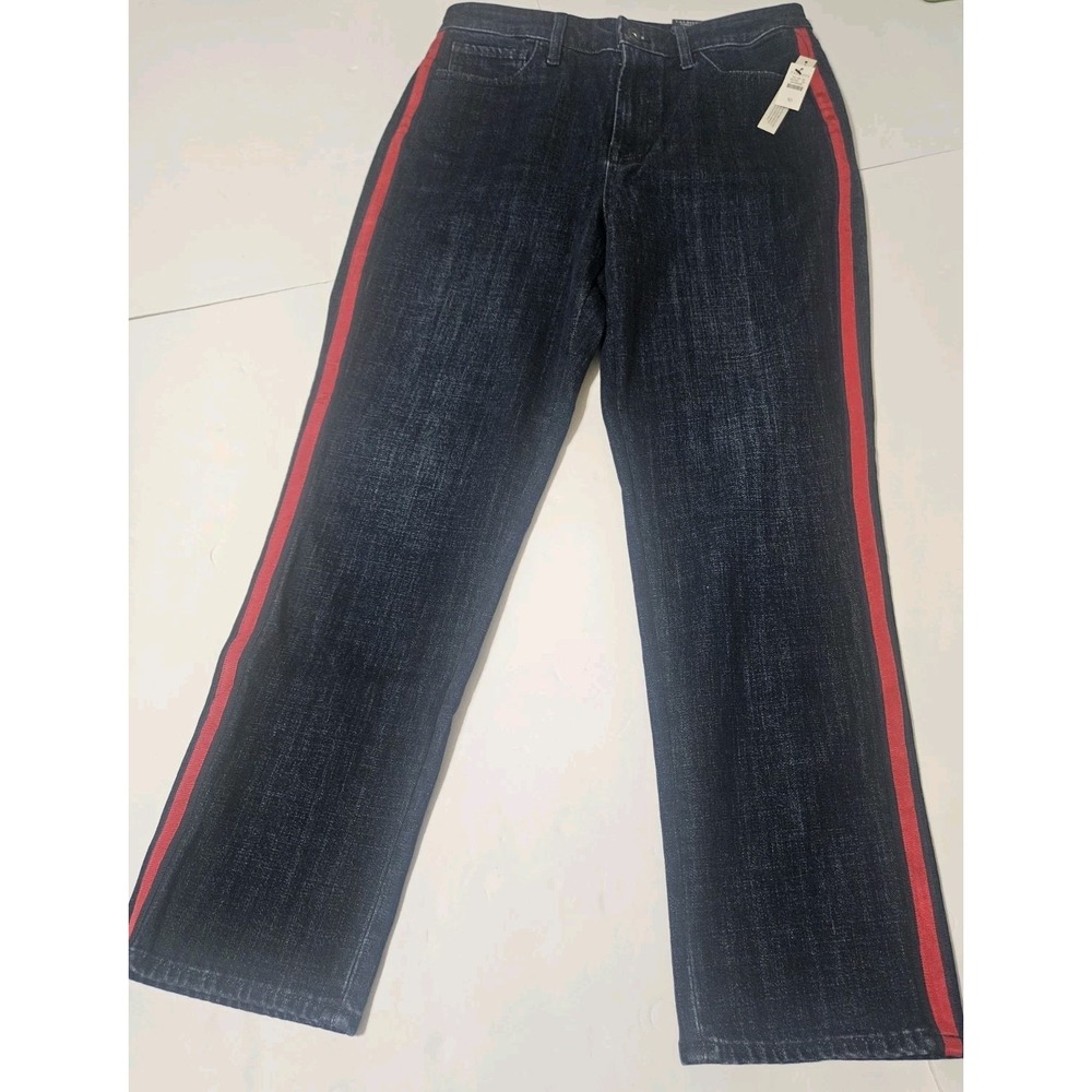 NWT Talbots Flawless High Waist Modern Ankle Jeans Red Side Stripe Womens Sz 10
